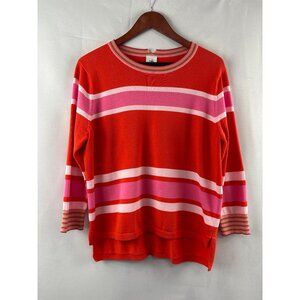 Cabi S Womens Striped Red & Pink Sweater